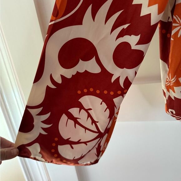 New Rachel Zoe Women's Bold Red and Cream Button Down Shirt - Picture 4 of 5